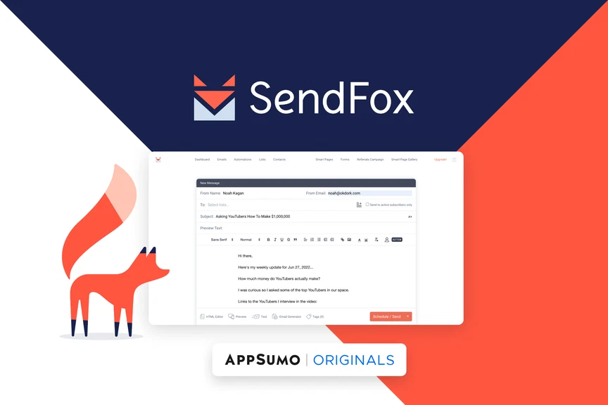 SendFox is an end-to-end system that lets you grow your email list and schedule, automate, and track emails to them.